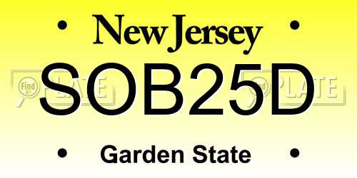 SOB25D New Jersey License Plate