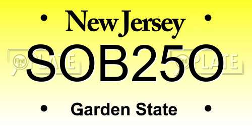 SOB25O New Jersey License Plate