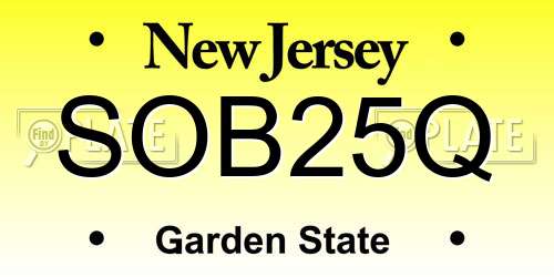 SOB25Q New Jersey License Plate