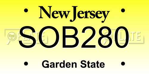 SOB280 New Jersey License Plate