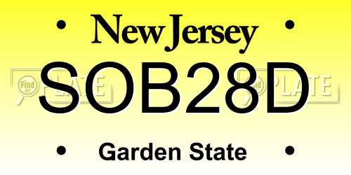 SOB28D New Jersey License Plate
