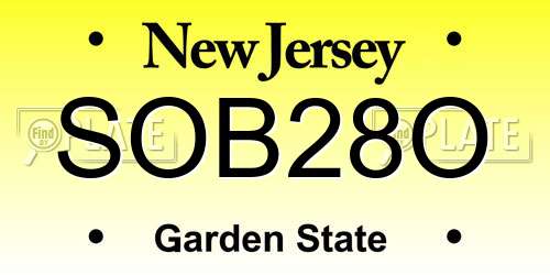 SOB28O New Jersey License Plate