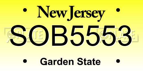 SOB5553 New Jersey License Plate
