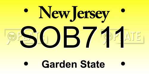 SOB711 New Jersey License Plate
