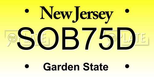 SOB75D New Jersey License Plate