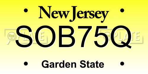 SOB75Q New Jersey License Plate