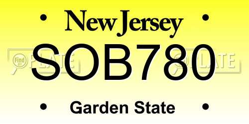 SOB780 New Jersey License Plate