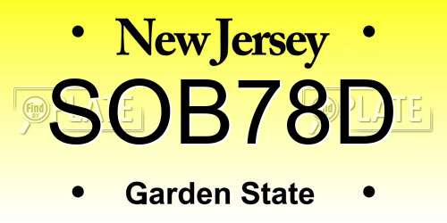 SOB78D New Jersey License Plate