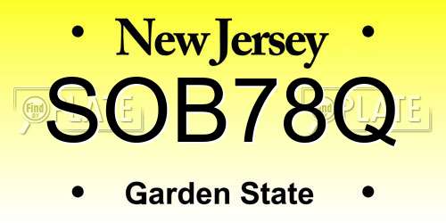 SOB78Q New Jersey License Plate
