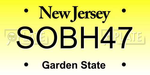 SOBH47 New Jersey License Plate