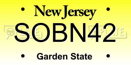 SOBN42 New Jersey License Plate