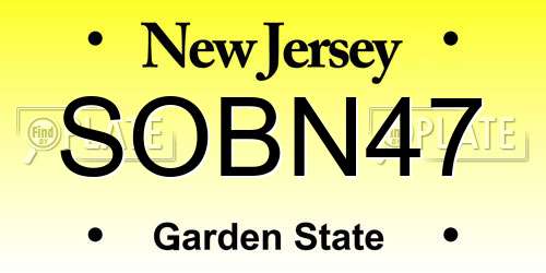 SOBN47 New Jersey License Plate