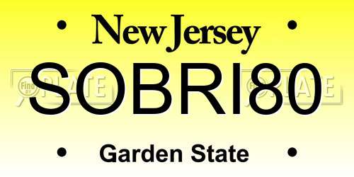 SOBRI80 New Jersey License Plate