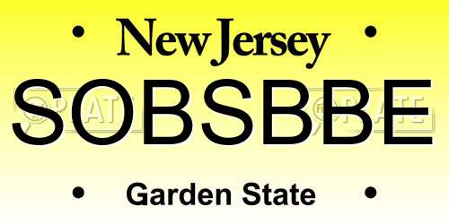 SOBSBBE New Jersey License Plate