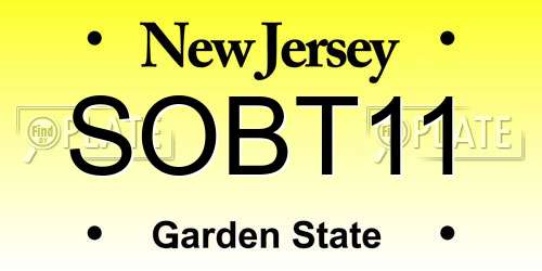 SOBT11 New Jersey License Plate