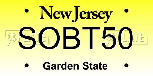SOBT50 New Jersey License Plate