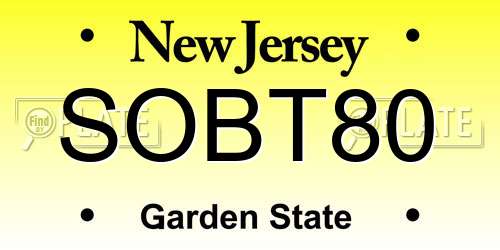 SOBT80 New Jersey License Plate