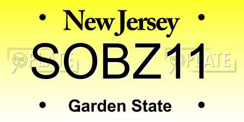 SOBZ11 New Jersey License Plate