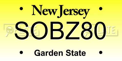 SOBZ80 New Jersey License Plate