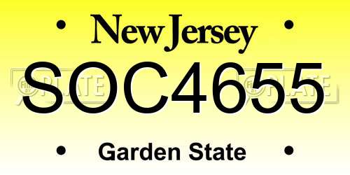 SOC4655 New Jersey License Plate