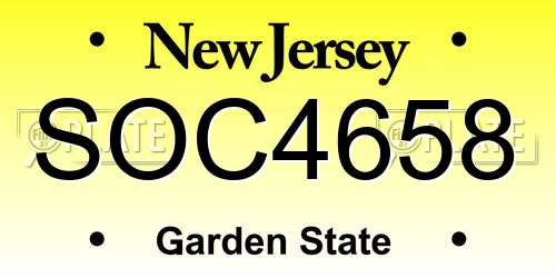 SOC4658 New Jersey License Plate
