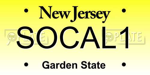 SOCAL1 New Jersey License Plate