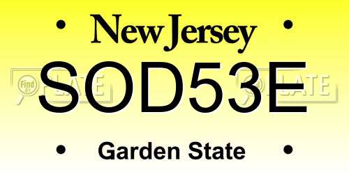 SOD53E New Jersey License Plate