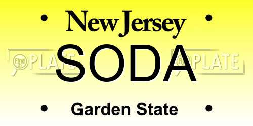 SODA New Jersey License Plate