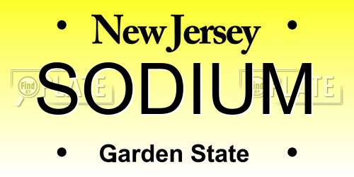 SODIUM New Jersey License Plate