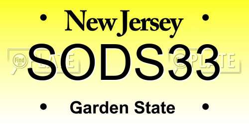 SODS33 New Jersey License Plate