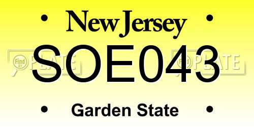 SOE043 New Jersey License Plate