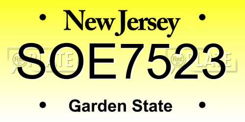 SOE7523 New Jersey License Plate