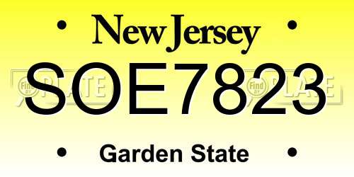 SOE7823 New Jersey License Plate