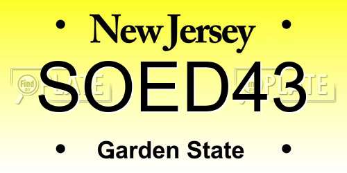 SOED43 New Jersey License Plate