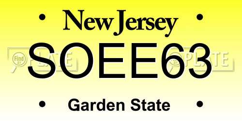 SOEE63 New Jersey License Plate