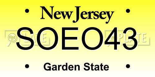 SOEO43 New Jersey License Plate