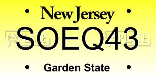 SOEQ43 New Jersey License Plate