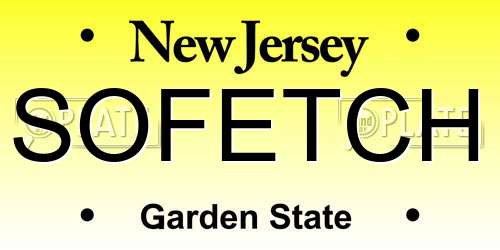 SOFETCH New Jersey License Plate