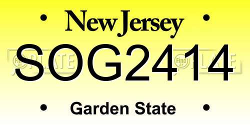 SOG2414 New Jersey License Plate
