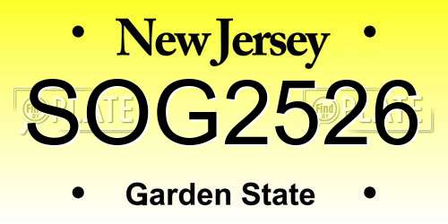 SOG2526 New Jersey License Plate