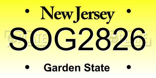 SOG2826 New Jersey License Plate