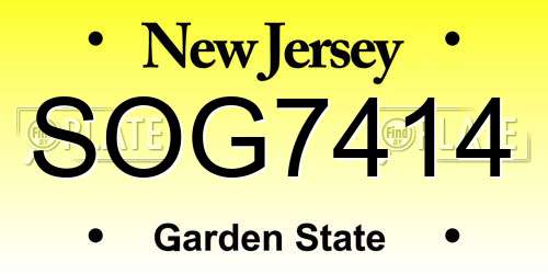 SOG7414 New Jersey License Plate