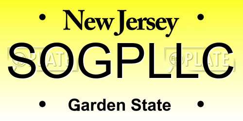 SOGPLLC New Jersey License Plate