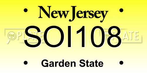 SOI108 New Jersey License Plate