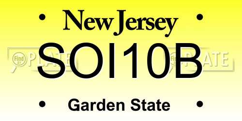 SOI10B New Jersey License Plate