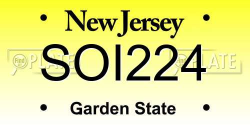 SOI224 New Jersey License Plate
