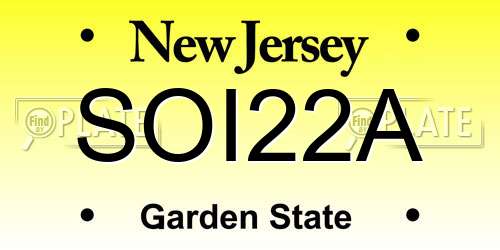 SOI22A New Jersey License Plate