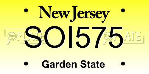 SOI575 New Jersey License Plate