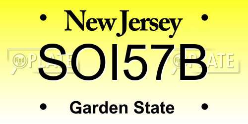 SOI57B New Jersey License Plate