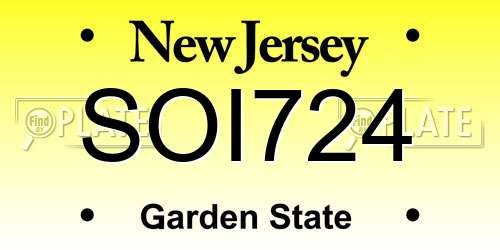 SOI724 New Jersey License Plate
